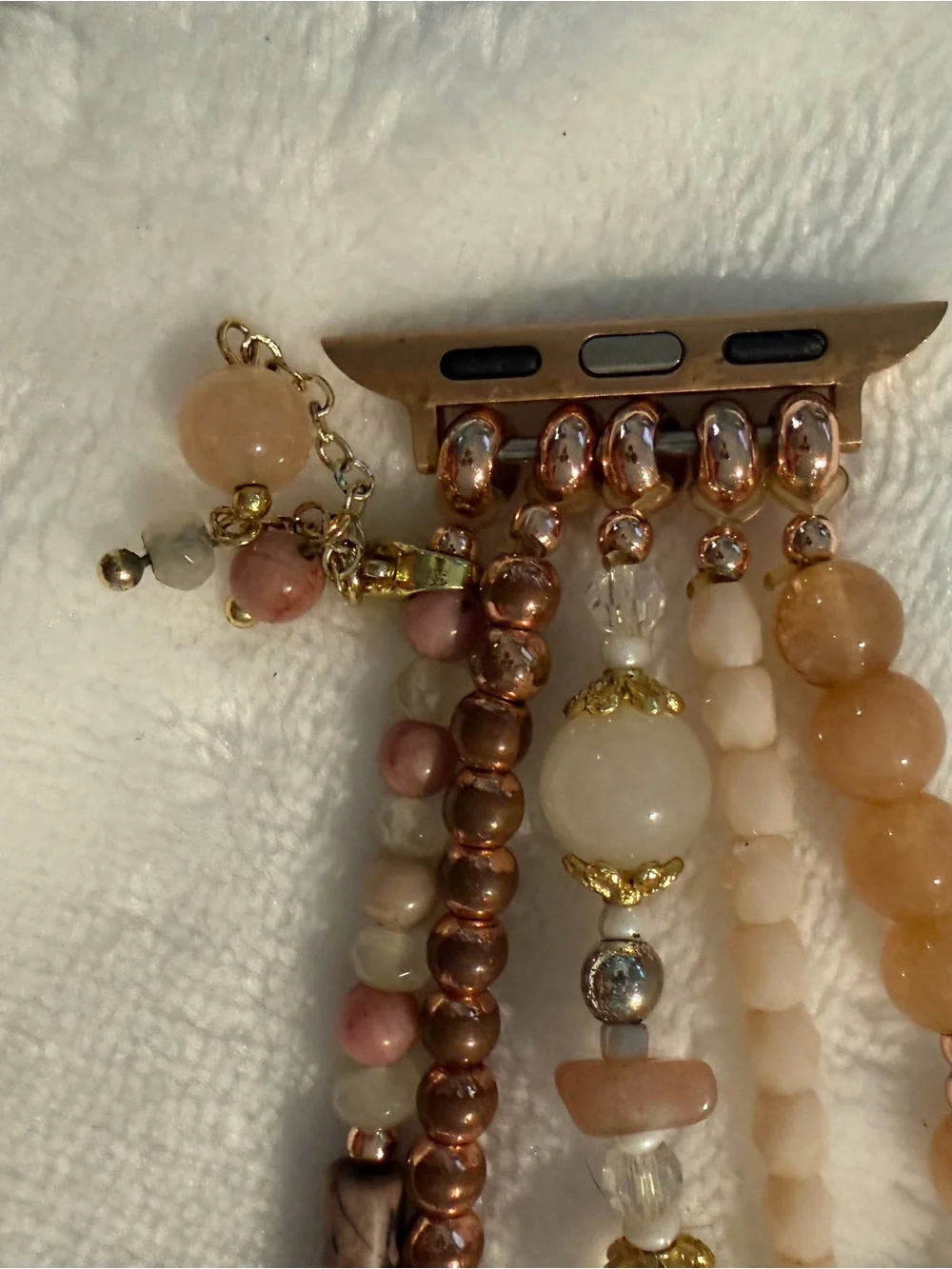 Cape Diablo Rose Gold with Pink, Cream & Gold Beaded Bracelet Band